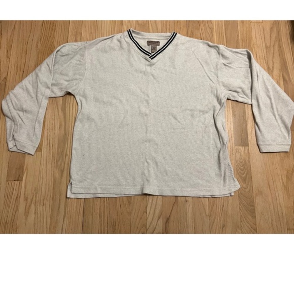 Sonoma Jean‎ Company Mens Light Gray Ribbed V Neck Long Sleeve Pullover Shirt L